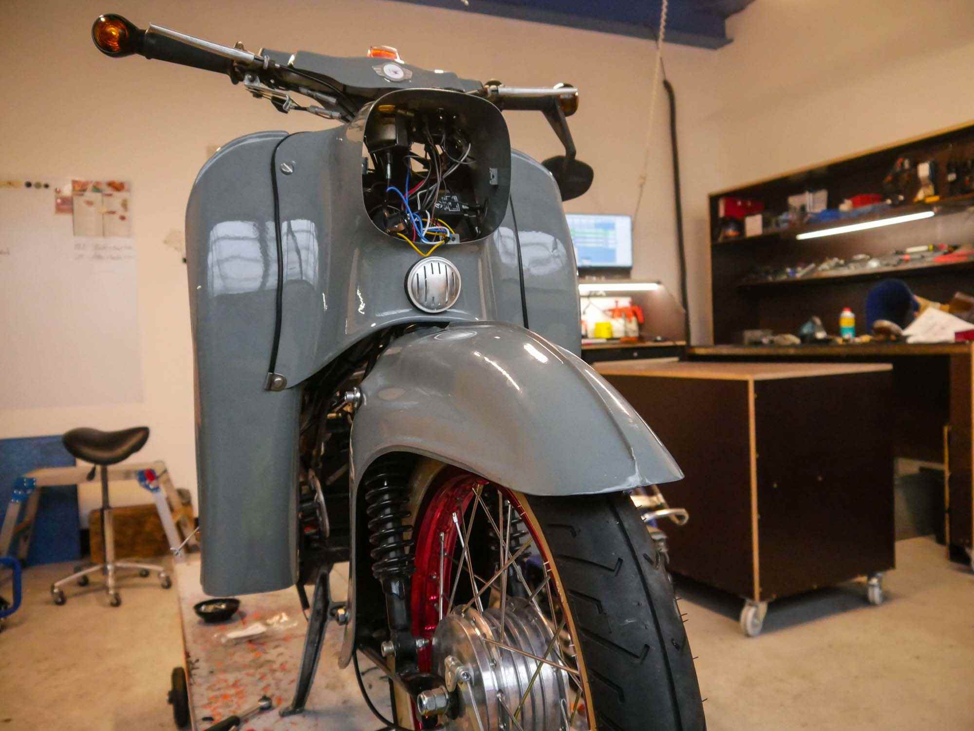 Custom Tuning Seat Cushion For Simson Schwalbe KR51 - Black Elephant/Alcantara (13945-2)